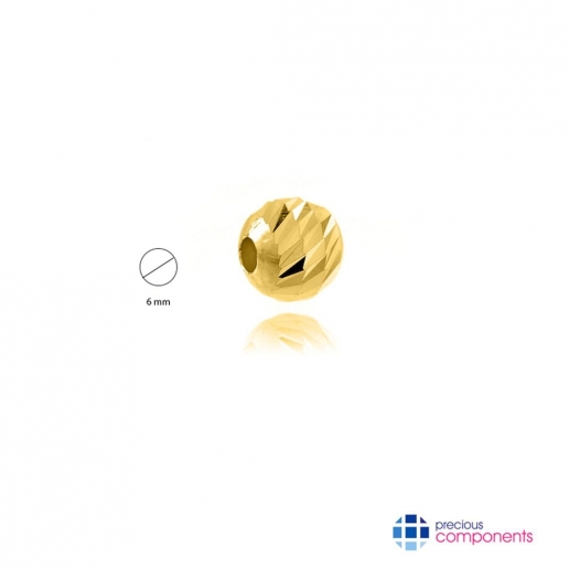 10K Yellow Gold Slash Bead 6 mm  2 holes  - Precious Components